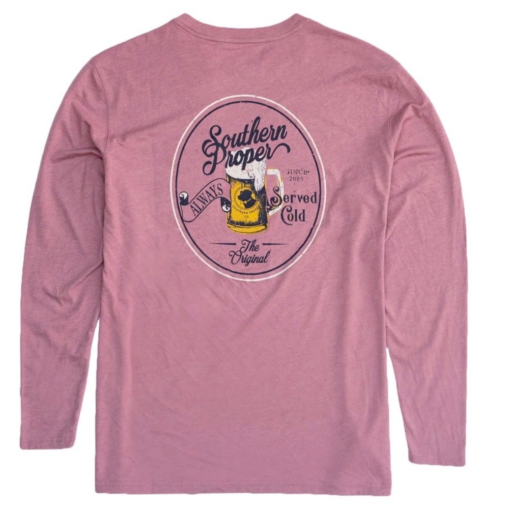 Men's Southern Proper SERVED COLD LONG SLEEVE TEE size M NWT Cotton Crew Neck